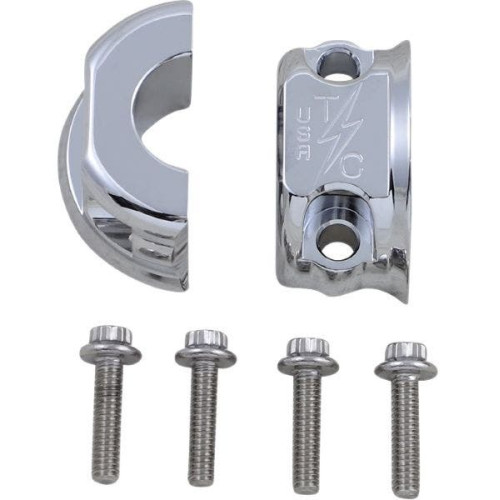 PartzBiz HD: 4402445-Thrashin Supply Co Chrome Machined 1" Brake Clutch Perch Clamps Harley ARP