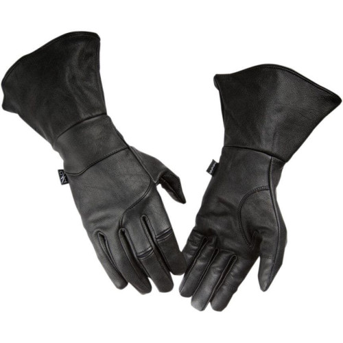 PartzBiz HD: 4402436-Thrashin Supply Company Gauntlet Insulated Black Leather Motorcycle Gloves