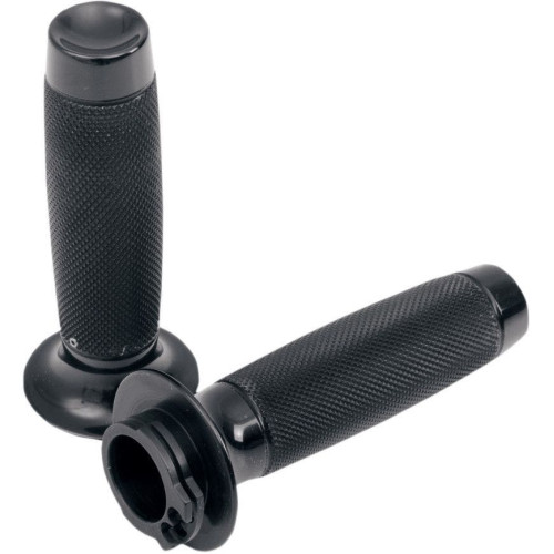 PartzBiz HD: 4402332-Todds Cycle Aluminum Moto Black Hand Grips w/ Knurl Harley Cable Throttle 84-17 | MGK-2