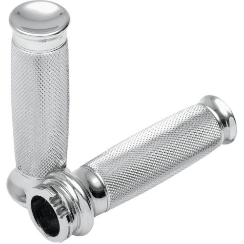 PartzBiz HD: 4402333-Todds Cycle Aluminum Vice Chrome Hand Grips w/ Knurl Harley Cable Throttle 84-17 | VGK-1