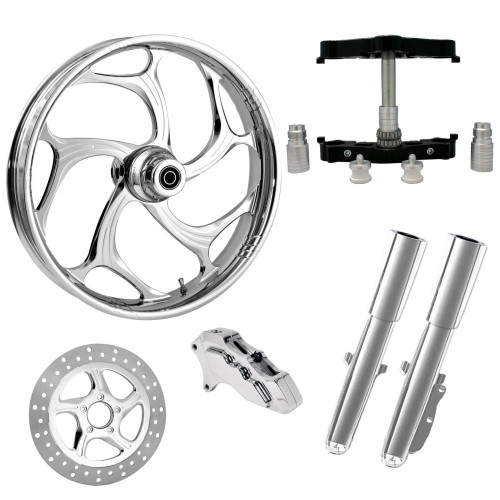 PartzBiz HD: 4402284-Torsion Chrome 23" Wheel Tire Single Side w/ Raked Triple Trees Lowers & Sliders | TORSION-SNGL-CHR-KIT-23PCKG