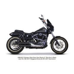 PartzBiz HD TBR005-4710499D-B - Two Brothers 005-4710499D-B Black Dual Shorty 3" Slip Ons 91-17 Dyna 597710 fatbob fatboy breakout fat tire wide exhaust harley davidson