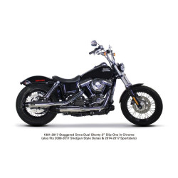 PartzBiz HD TBR005-4710499D - Two Brothers 005-4710499D Chrome Dual Shorty 3" Slip Ons 91-17 Dyna 597709 fatbob fatboy breakout fat tire wide exhaust harley davidson