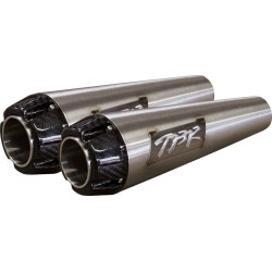 PartzBiz HD TBR005-5040499D - Two Brothers Racing Comp-S Short Slip-Ons Stainless Harley M8 Softail 18-20 Harley Fatbob 930-02314 597691 2 into 1 performance headers exhaust ceramic polished stainless steel slash cut fxfb davidson