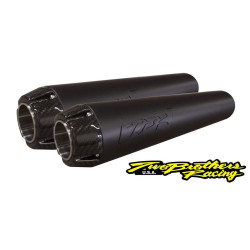 PartzBiz HD TBR005-5040499D-B - Two Brothers 005-5040499D-B Black Comp-S Short Slip Ons 18-19 Harley Fatbob 597692 2 into 1 performance headers exhaust ceramic polished stainless steel slash cut fxfb davidson
