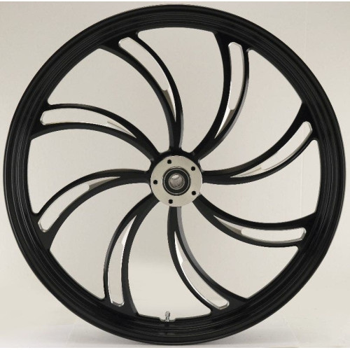 PartzBiz HD: 4401642-Ultima 37-820 Black CNC Vortex Front Motorcycle Wheel 26"x3.5" Dual Rotor Harley custom chopper motorcycle bike upgrade best replacement rim style