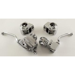 PartzBiz HD MW47-702 - ชุดควบคุมแฮนด์ Ultima 47-702 Chrome 15mm Bore MC 08-13 Harley FL Touring | สวิตช์ปุ่ม 47-702 ครอบคันคลัตช์เบรก