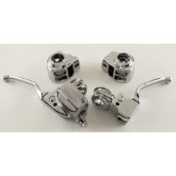 PartzBiz HD MW47-703 - ชุดควบคุมแฮนด์ Ultima 47-703 Chrome 15mm Bore MC 08-13 Harley FL Touring | สวิตช์ปุ่ม 47-703 ครอบคันคลัตช์เบรก