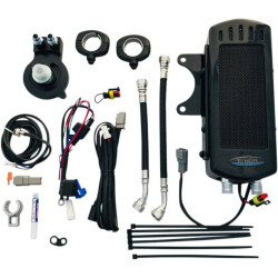 PartzBiz HD DS07130224 - UltraCool SMSP-1G Black Side Mount Fan Cooled Oil Cooler Kit 86-03 Harley Sportster 1100 1200 750 833 Performance Replacement Upgrade ระบบทำความเย็น