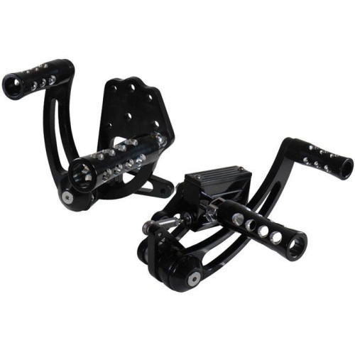 PartzBiz HD: 4401423-V-Factor Mid-USA 45846 Black Billet Forward Controls 00-17 Harley Davidson Softail FLST FXST Four 4 Speed Big Twin