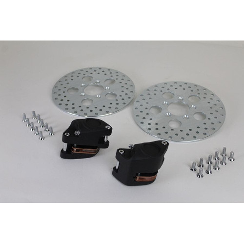 PartzBiz HD: 4401345-V-Twin 23-1214 Black Front Dual Disc Caliper & 10" Disc Kit 73-83 Harley FX XL sportster super glide replcement upgrade brakes 