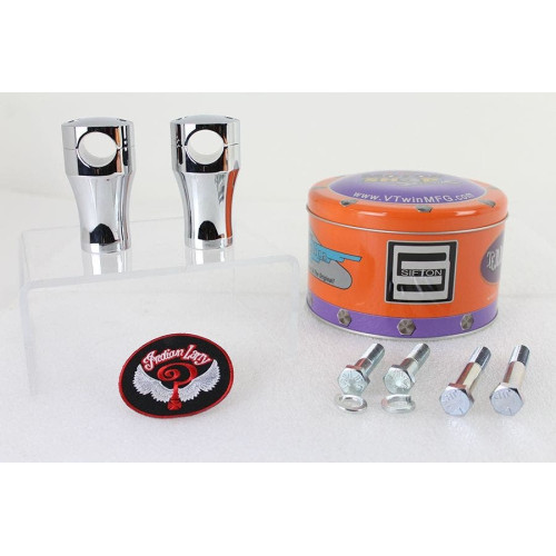 PartzBiz HD: 4401303-V-Twin 26-0155 Chrome Indian Larry Billet 3" Riser Set 1" Clamp Handlebars universal harley davidson custom motorcycle risers PartzBiz HD: 4401303-V-Twin 26-0155 Chrome Indian Larry Billet 3" Riser Set 1" Clamp Handlebars universal harley davidson custom motorcycle risers