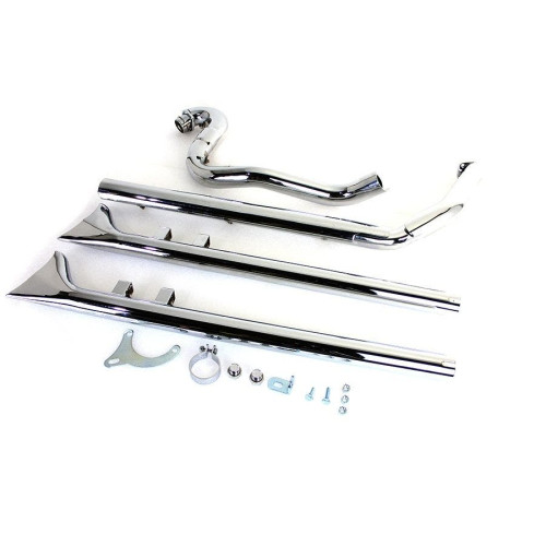 PartzBiz HD: 4401241-V-Twin 30-0677 Chrome True Dual Header & Exhaust with Fishtails Harley FLT 95-06 softail crossbones Custom chopper bike Blackout Replacement Upgrade custom bagger dresser road glide 30-0672