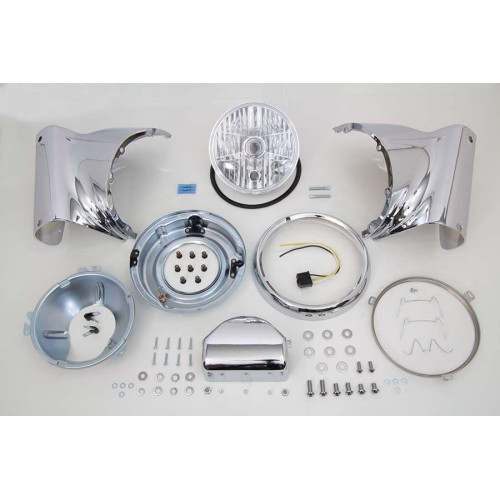 PartzBiz HD: 4401163-V-Twin 33-1428 Chrome 7" Headlamp Cowl Nacelle Kit 86-17 Harley Softail FLST PartzBiz HD: 4401163-V-Twin 33-1428 Chrome 7" Headlamp Cowl Nacelle Kit 86-17 Harley Softail FLST