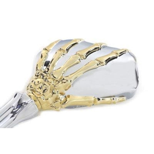 PartzBiz HD: 4401121-V-Twin 34-0783 Skeleton Mirrors Bone Shaped Gold Chrome Wyatt Gatling Harley '65+ electra street road glide king softail dyna best for custom chopper bagger skull PartzBiz HD: 4401121-V-Twin 34-0783 Skeleton Mirrors Bone Shaped Gold Chrome Wyatt Gatling Harley '65+ electra street road glide king softail dyna best for custom chopper bagger skull