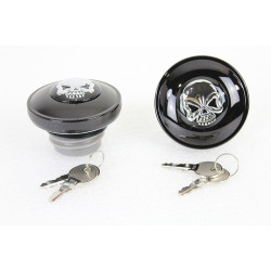 PartzBiz HD VT38-0652 - V-Twin 38-0652 Black Skull Gas Cap ชุด Vented & Non Vented 1996-Up Harley FX Dyna Softail PartzBiz HD VT38-0652 - V-Twin 38-0652 Black Skull Gas Cap ชุด Vented & Non Vented 1996-Up Harley FX Dyna Softail