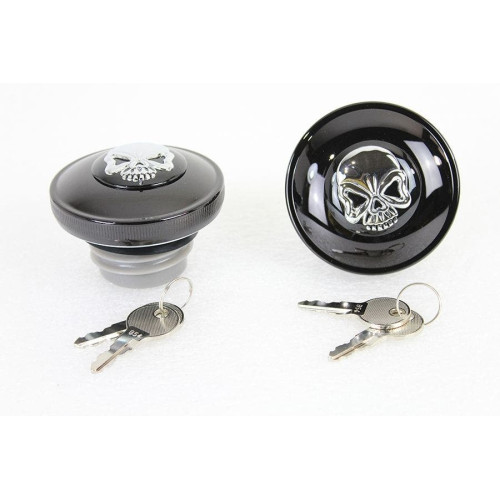 PartzBiz HD: 4401113-V-Twin 38-0652 Black Skull Gas Cap Set Vented & Non Vented 1996-Up Harley FX Dyna Softail PartzBiz HD: 4401113-V-Twin 38-0652 Black Skull Gas Cap Set Vented & Non Vented 1996-Up Harley FX Dyna Softail