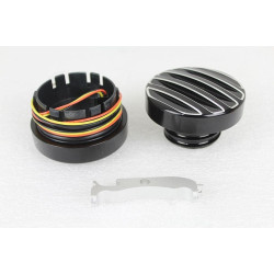 PartzBiz HD VT38-0990 - V-Twin 38-0990 สีดำ LED ตัด Ribbed สไตล์การใช้เกจสกรูชุดหมวก Harley 96-17 PartzBiz HD VT38-0990 - V-Twin 38-0990 สีดำ LED ตัด Ribbed สไตล์การใช้เกจสกรูชุดหมวก Harley 96-17
