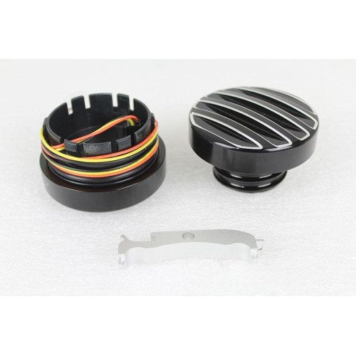 PartzBiz HD: 4401082-V-Twin 38-0990 Black LED Cut Ribbed Style Fuel Gauge Screw Cap Set Harley 96-17 PartzBiz HD: 4401082-V-Twin 38-0990 Black LED Cut Ribbed Style Fuel Gauge Screw Cap Set Harley 96-17