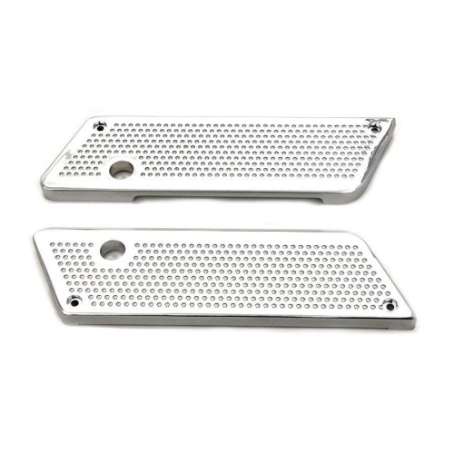 PartzBiz HD: 4401064-V-Twin 42-1111 Wyatt Gatling Chrome Saddlebag Latch Face Plate 93-13 Harley Davidson FLT Tour Road Glide Bagger Dresser Touring Custom Bike Motorcycle Chopper Bezel Trim Accent Upgrade Replacement Cover