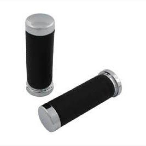 PartzBiz HD: 4400944-V-Twin Chrome Pebble Style 1" Grip Set w/ Chrome End Caps Harley 74-Up 28-0445 PartzBiz HD: 4400944-V-Twin Chrome Pebble Style 1" Grip Set w/ Chrome End Caps Harley 74-Up 28-0445