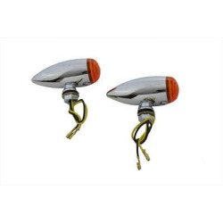 PartzBiz HD VT33-0473 - V-Twin 33-0473 Chrome LED Mini Bullet Turn สัญญาณไฟ LED สีเหลืองอำพัน 3/8” Stem PartzBiz HD VT33-0473 - V-Twin 33-0473 Chrome LED Mini Bullet Turn สัญญาณไฟ LED สีเหลืองอำพัน 3/8” Stem