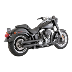 PartzBiz HD VH-46844 - ท่อ Vance & Hines 3 ” Round Twin Slash Slip-On สีดำ 4 Harley 07-09 FLSTF/B FXSTD | 46844