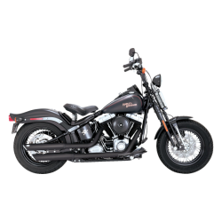 PartzBiz HD VH-46842 - ท่อ Vance & Hines 3 ” Round Twin Slash Slip-On สีดำ 4 Harley 07-09 FLSTN/FLSTSB | 46842