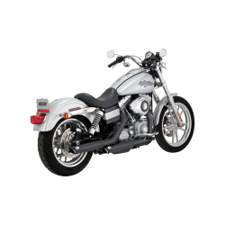 PartzBiz HD VH-46838 - Vance & Hines 3" Round Twin Slash Slip-On Black Mufflers 4 Harley 91-09 FXD Models | 46838