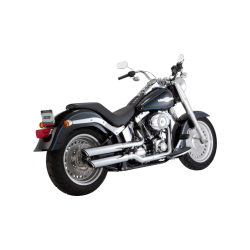 PartzBiz HD VH-16844 - Vance & Hines 3" Round Twin Slash Slip-On Chrome Mufflers 4 Harley 07-09 FLSTF/B FXSTD | 16844