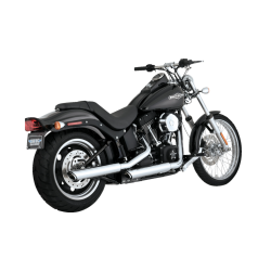 PartzBiz HD VH-16834 - Vance & Hines ท่อไอเสียท่อ Chrome Slip-On 3 ” Round Twin Slash 4 Harley 07-09 FXST/B/C FLSTC FXCW/C | 16834