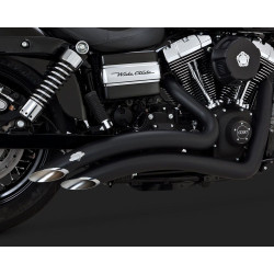 PartzBiz HD VH-43371 - Vance & Hines 43371 Black Big Radius 2 ออก 2 ระบบท่อไอเสีย 06-17 Harley Dyna Custom Chopper Bike Performance Muffler Headers Aftermarket Power Loud ท่อ 2.5” 2-1/2 นิ้ว 46061 1800-2128 18002128 VH0255