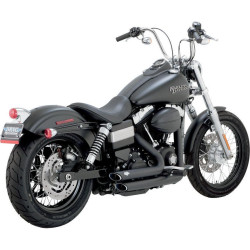 PartzBiz HD VH-47227 - Vance & Hines 47227 Black Shortshots Staggered Exhaust '12-'16 Harley Dyna FXD