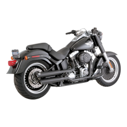 PartzBiz HD VH-46343 - Vance Hines Black Twin Slash Round 3" Slip On Mufflers Harley 10-17 FLSTFI | 46843 VH-46343;46343;1801-1529;18011529; Performance Tune Exhaust 