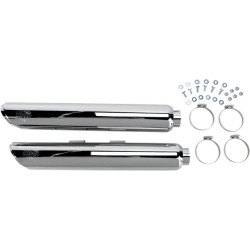 PartzBiz HD VH-16843 - Vance & Hines Chrome 3" Round Twin Slash Slip Ons Mufflers 07-15 FLSTF FXSTD | 16843 VH-16843;16843;VH0040;DS18010386;18010386;1801-0386;18010386;VH0040 Performance Exhaust