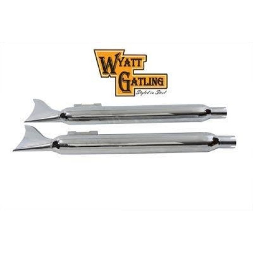 PartzBiz HD: 4400343-Wyatt Gatling Chrome Fishtail Slip-On Muffler Set fits Harley Touring FL 95-16 PartzBiz HD: 4400343-Wyatt Gatling Chrome Fishtail Slip-On Muffler Set fits Harley Touring FL 95-16