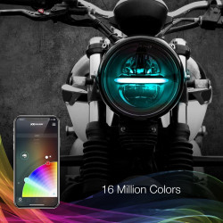 PartzBiz HD XK-5IN-KIT-B - XK Glow 5.75" Black Headlight RGB Motorcycle Smartphone App Control Harley Dyna XK-5IN-KIT-B davidson rgb custom auto show car truck light upgrade