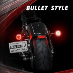 PartzBiz HD XK-XK1156F-R-C - XK Glow Clear Red LED Turn Signal Indicator Lens Kit Harley Flat 1156 481965 XK1156F-R-C davidson rgb custom auto show car truck light upgrade