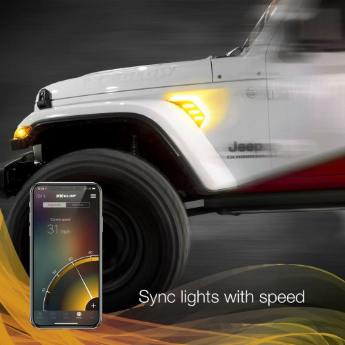 PartzBiz HD: 4400262-XK Glow RGB + Amber Fender Vent Light Turn Signal Running Light App Jeep JL & JT