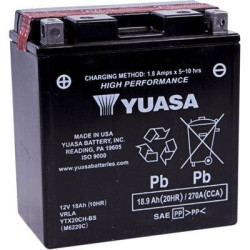 PartzBiz HD DS21130015 - Yuasa YTX20CH-BS High Performance AGM Maintenance-Free Battery ATV Motorcycle YUAM6220C harley honda john deere kawasaki polaris victory yamaha replacement upgrade