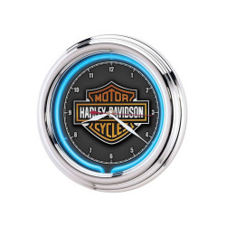 PartzBiz HD 66336 - Harley-Davidson Uhr Essential Bar & Shield Blaue Neonuhr HDL-16675
