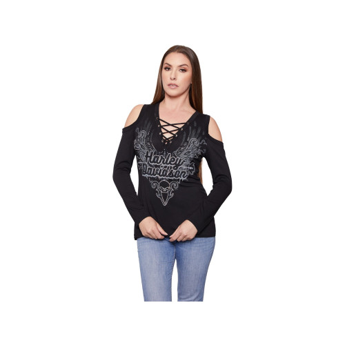 PartzBiz HD: 5000208-Harley-Davidson Women Longsleeve Iron Flame HT4486BLK