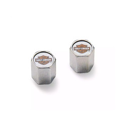PartzBiz HD 96708 - Valve Caps Bar & Shield Orange & Chrome