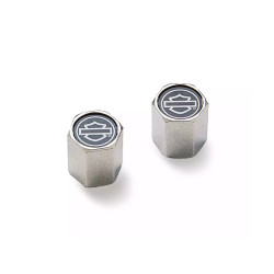 PartzBiz HD 87052 - Valve Caps Bar & Shield Outline Chrome, Black & White